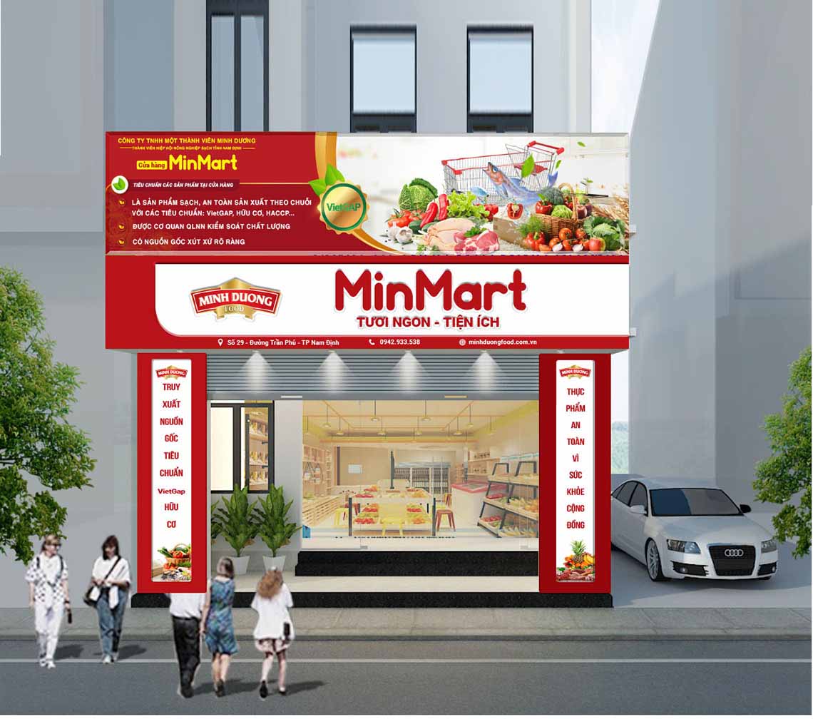 Minh Dương - Thiết kế nhận diện thương hiệu tại điểm bán và đồng phục cho Minh Dương Food